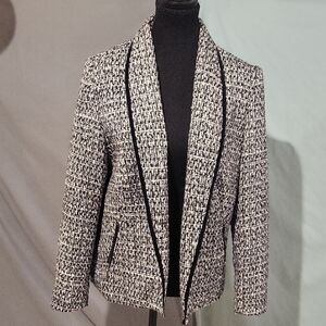 TanJay Black and White Blazer with Shawl Collar